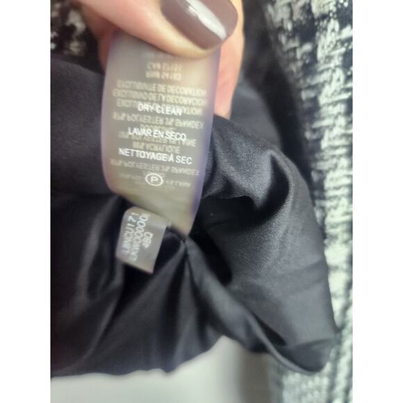 Karl Lagerfeld womens Boxy tweed blazer sz 12 structures shoulder zip career - Picture 6 of 8